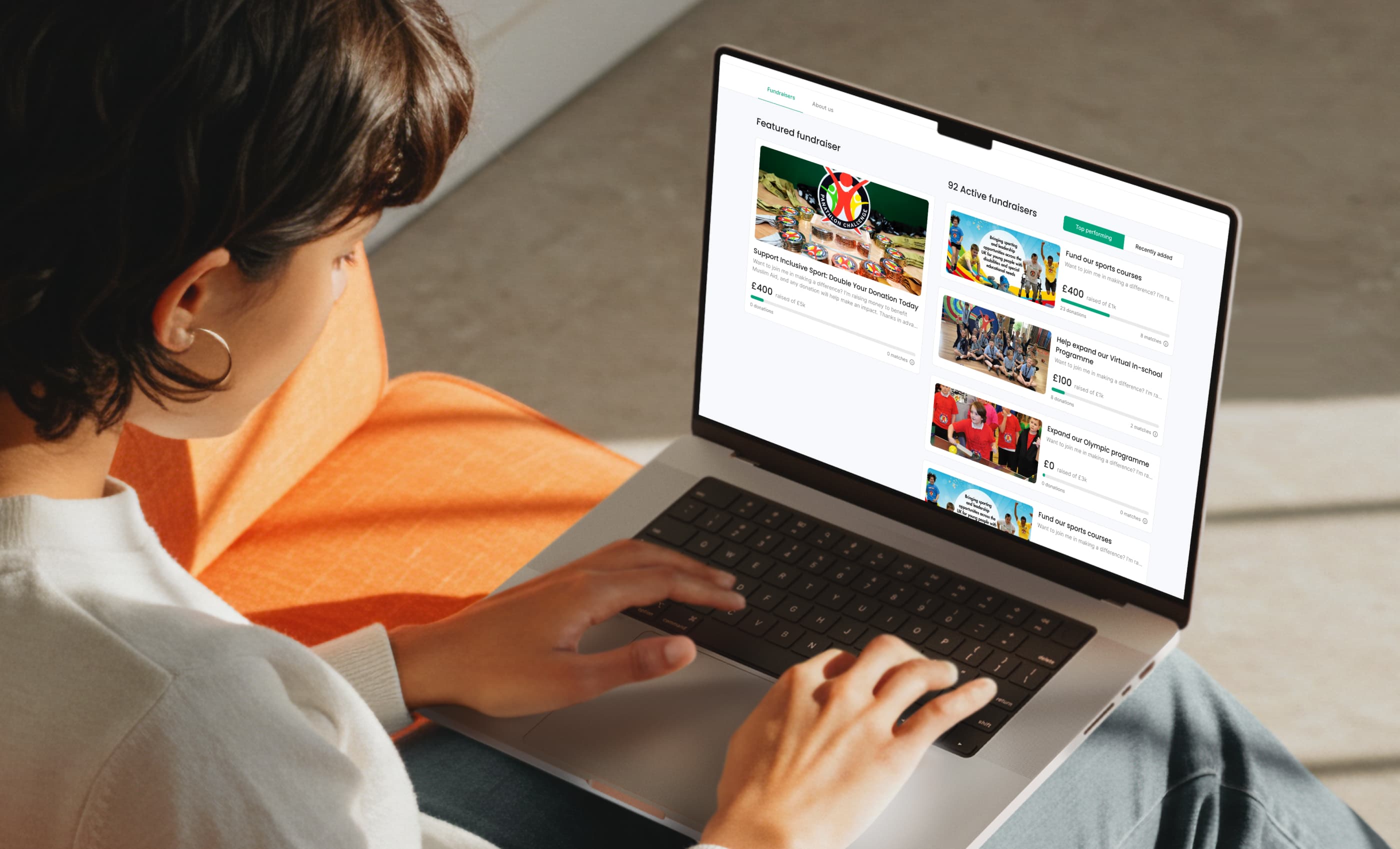 GiveMatch mobile mockup — donation