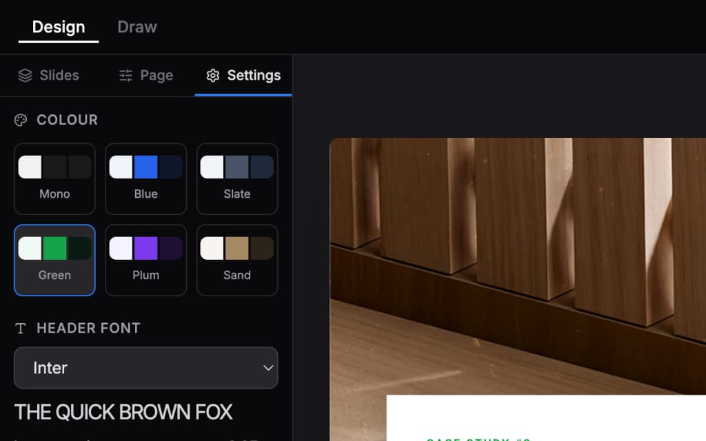 Global colour and font settings