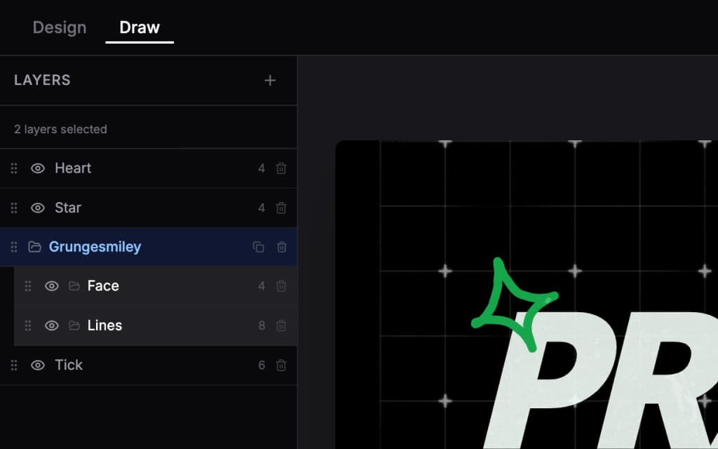 Drawing mode layers panel