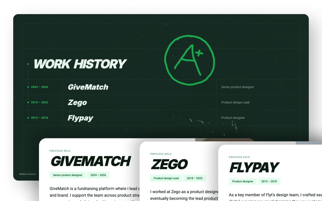 Work history timeline